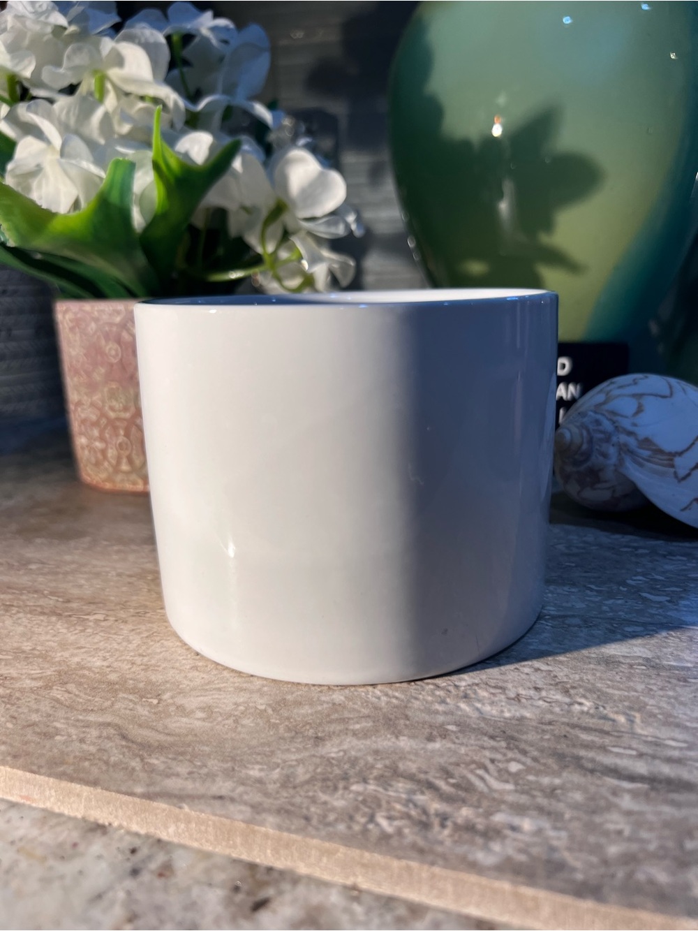 Minimalist White Ceramic Planter Like New!